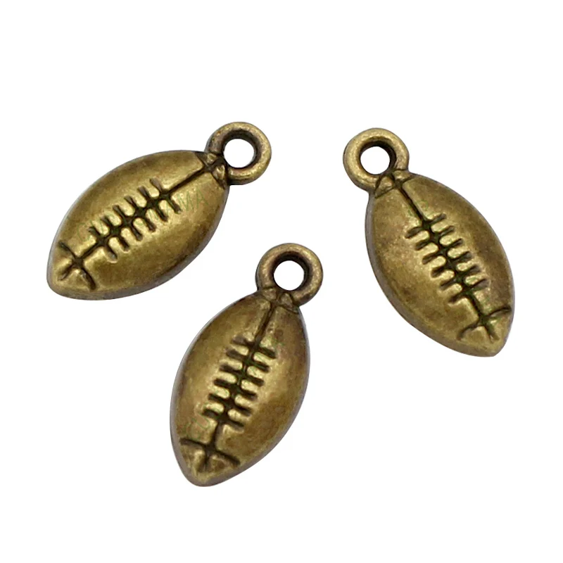 150pcs Antique бронзовый тон Футбол Подвески Подвеска 15x7 мм|Шармы| |