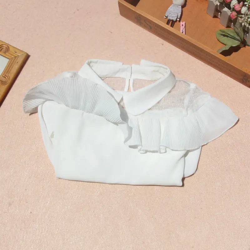 Осень 2018 блузка для девочек рубашки Детские Топы с длинным рукавом и оборками