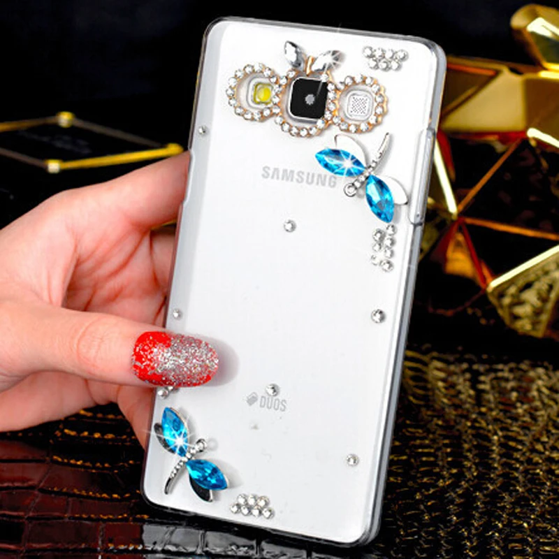 Новый 3D стрекоза шику кристалл алмаза прозрачный сотовый телефон оболочки