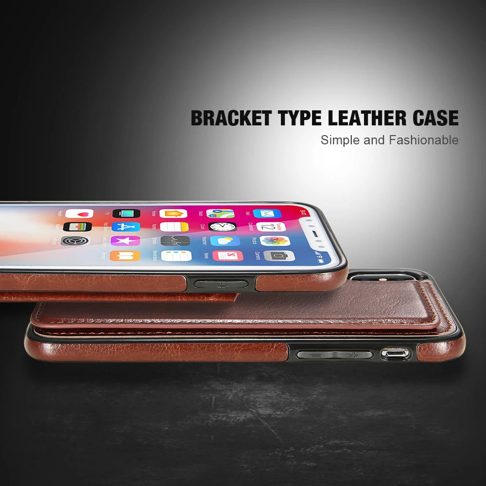 KISSCASE ShockProof Flip Leather Wallet Case For iPhone X XR XS Max Card Slot Phone Bags Cover 8 7 6s 5 5s Coque | Мобильные