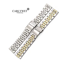 carlywet 22 24mm wholesale silver two tone gold stainless steel replacement wrist watch band for aerospace panerai omega