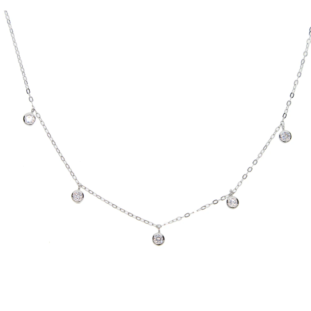 Ожерелье чокер из серебра 100% пробы с фианитом 5 шт.|drop necklace|fashion necklacenecklace drop |