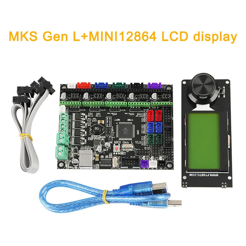 MKS Gen L + MINI12864 ЖК дисплей Поддержка Marlin DIY комплект для 3d принтера EM88|Детали и