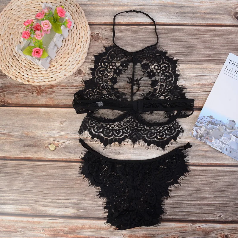 Женское кружевное эротическое белье комплект нижнего белья пуш-ап с вышивкой