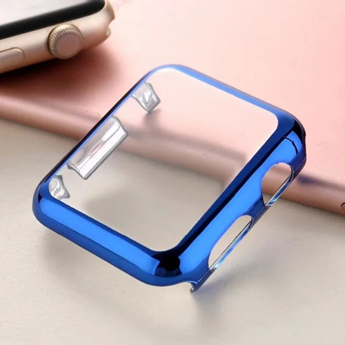 blue Чехол из поликарбоната для наручных часов Apple Watch, чехол, 42 мм, 38 мм, версия 3/2/1 цветным напылением рамки защитный чехол Крышка для наручных часов iwatch, ремешок аксессуары - Цвет ремешка: blue