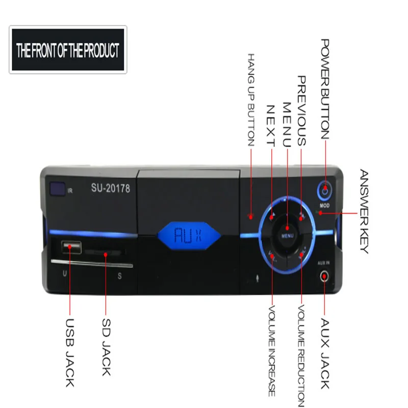 Автомобильный цифровой mp3 плеер BYGD 1 Din черный Bluetooth fm радио AUX свободные руки