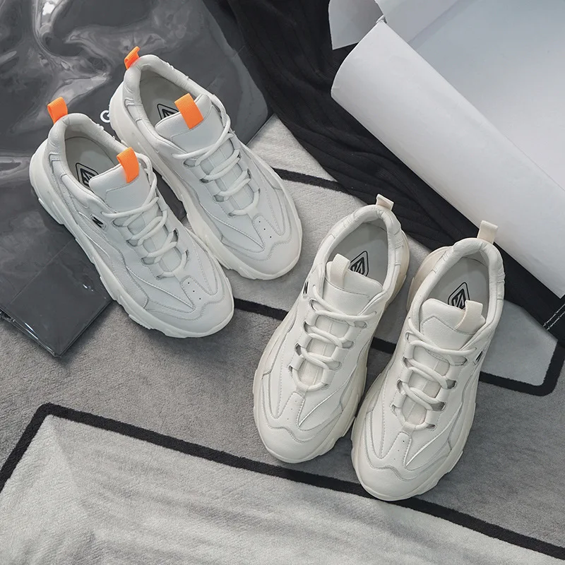 Белая обувь Женские кроссовки из натуральной кожи на массивной платформе zapatos de