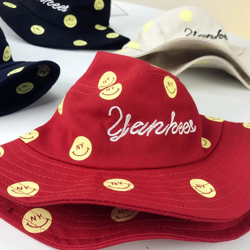 Baby Hat Summer Sunhat Smile Face Boy Girl Prevent UV Sun bonnet Pure Cotton Children Cap 48-50cm | Детская одежда и обувь