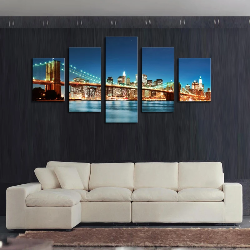2017 High Quality Beautiful Foreign Bridges Nightsacpe Modern Wall Paintings On Canvas Bridge Architecture Oil Painting Decor | Дом и сад
