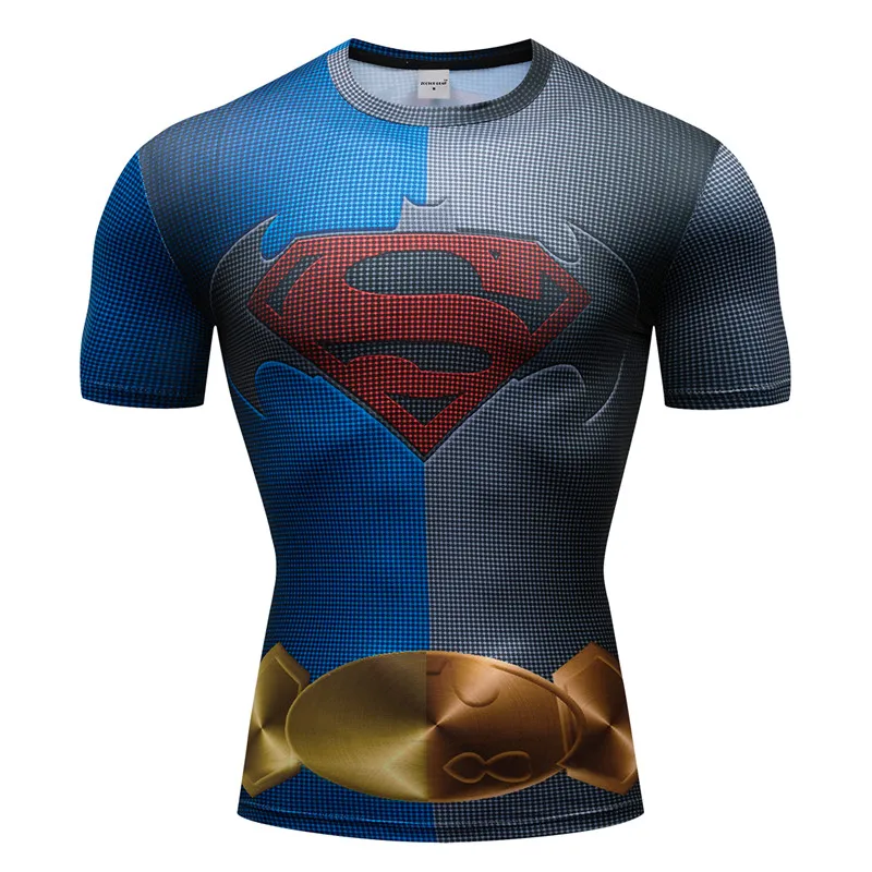 AF1626D Супермен для мужчин футболка Дышащий Бодибилдинг Мужской сжатия супер герой Фитнес 3D прин s быстросохнущая короткий рукав фитнес - Цвет: AF1626D