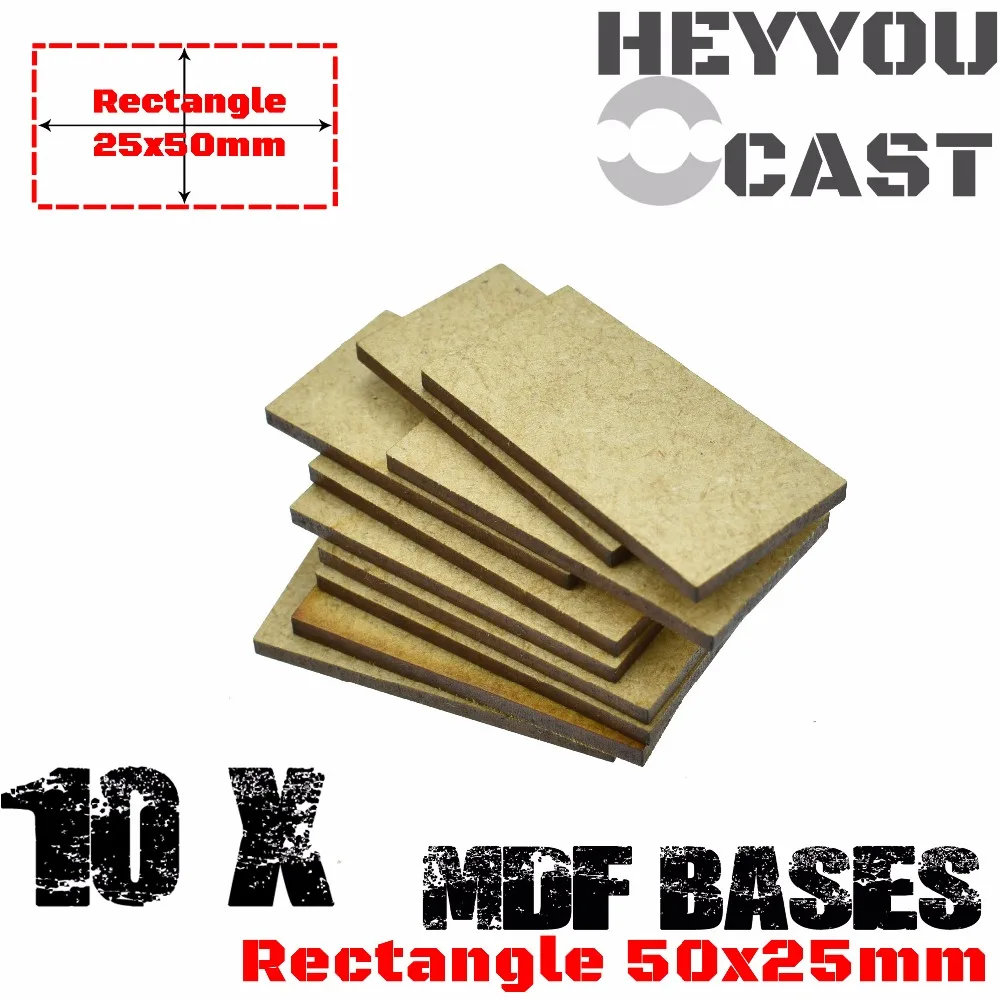 

10x MDF Bases - Rectangle 25x50mm - Basing Laser Cut Wargames wood