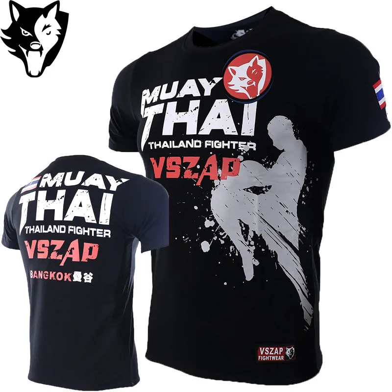 

VSZAP Boxing MMA T Shirt Gym Tee Shirt Fighting jerseys Fighting Martial Arts Fitness Training Short Muay Thai T Shirt jiu jitsu