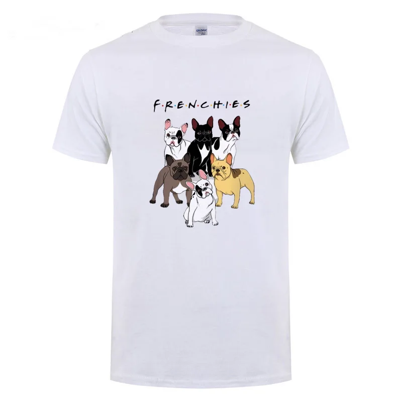 Футболка с принтом Французский Bulldog Frenchies для мужчин и женщин хлопковая забавная