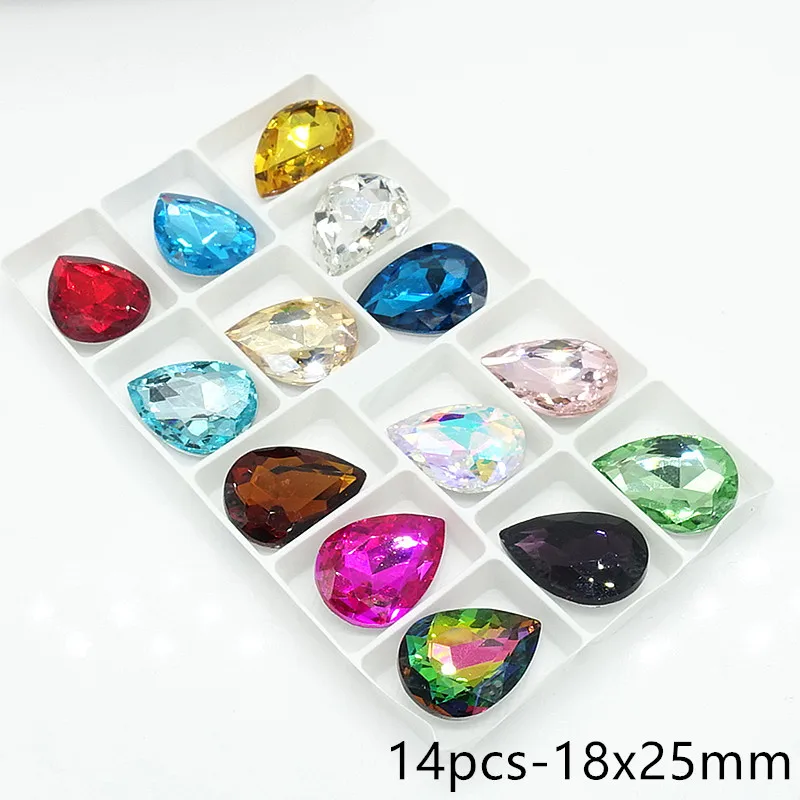 Смешанные цвета стеклянный кристалл в форме слезы Drop Стразы Loose Beads 7x10 мм 10x14 13x18