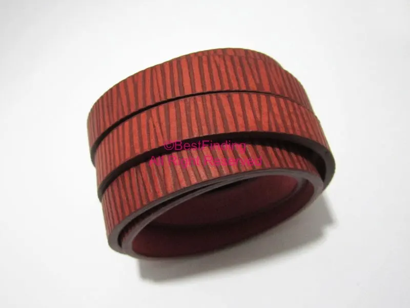 

10x2mm Mahogany interval stripe leather cord 10mm flat leather cord