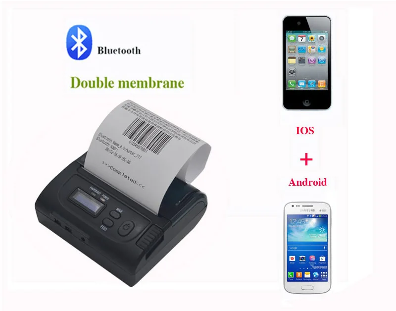 80 мм Bluetooth термопринтер ЖК USB Термопринтер для чеков портативный принтер IOS/Android |