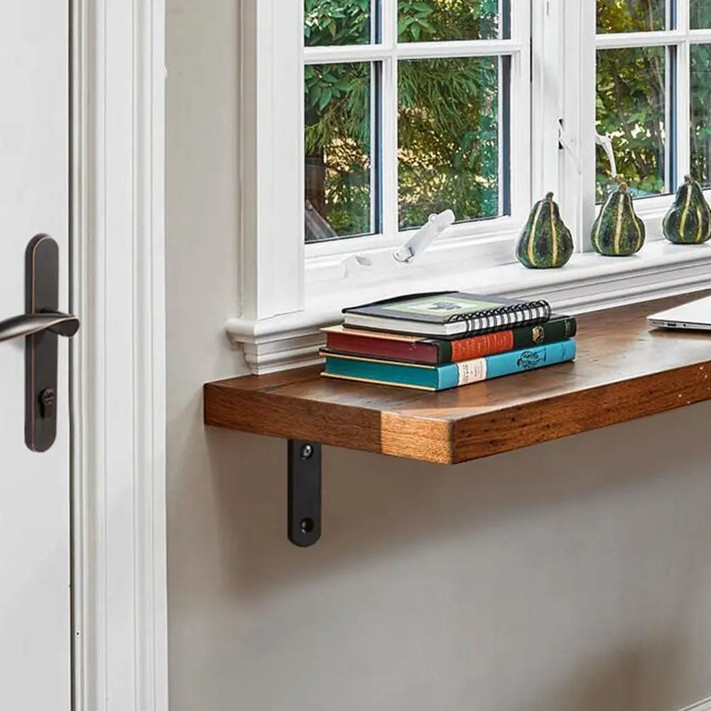 4 PCS Stainless Steel Duty &quotL&quot Decorative Corner Brace Angle Bracket Shelf Support Furniture Connector Industrial Decora |