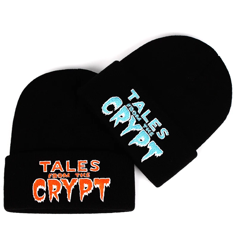 Вязаная Шапка бини с вышивкой Tales от The Crypt эластичная брендовая теплая зимняя