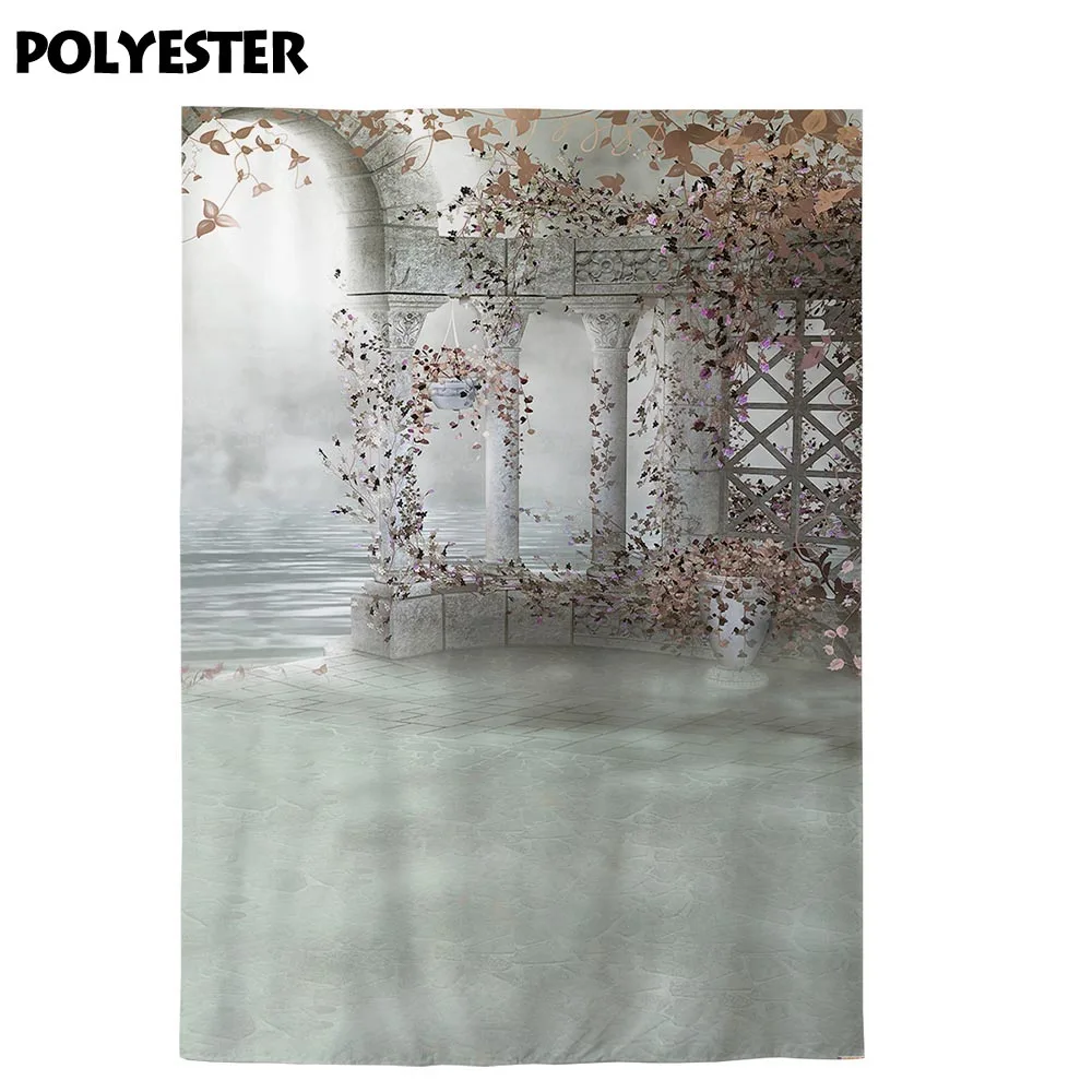 Фон для фотосъемки Funnytree винтажный белый фоновый рисунок в форме столба и листьев