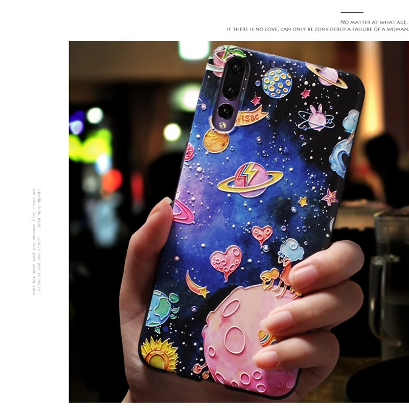 Чехол для задней панели Space Moon Huawei P30 Pro Mate 20 чехлы с милым мультяшным котом чехол