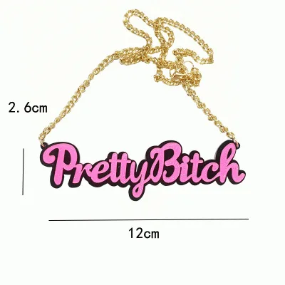 Модное ожерелье-чокер с акриловыми буквами Buffy Kouhai hp Whipme Blam Prettybitch Senpai Zombie Yaoi Crazy Cat Lady Charm Jewelry - Окраска металла: style14