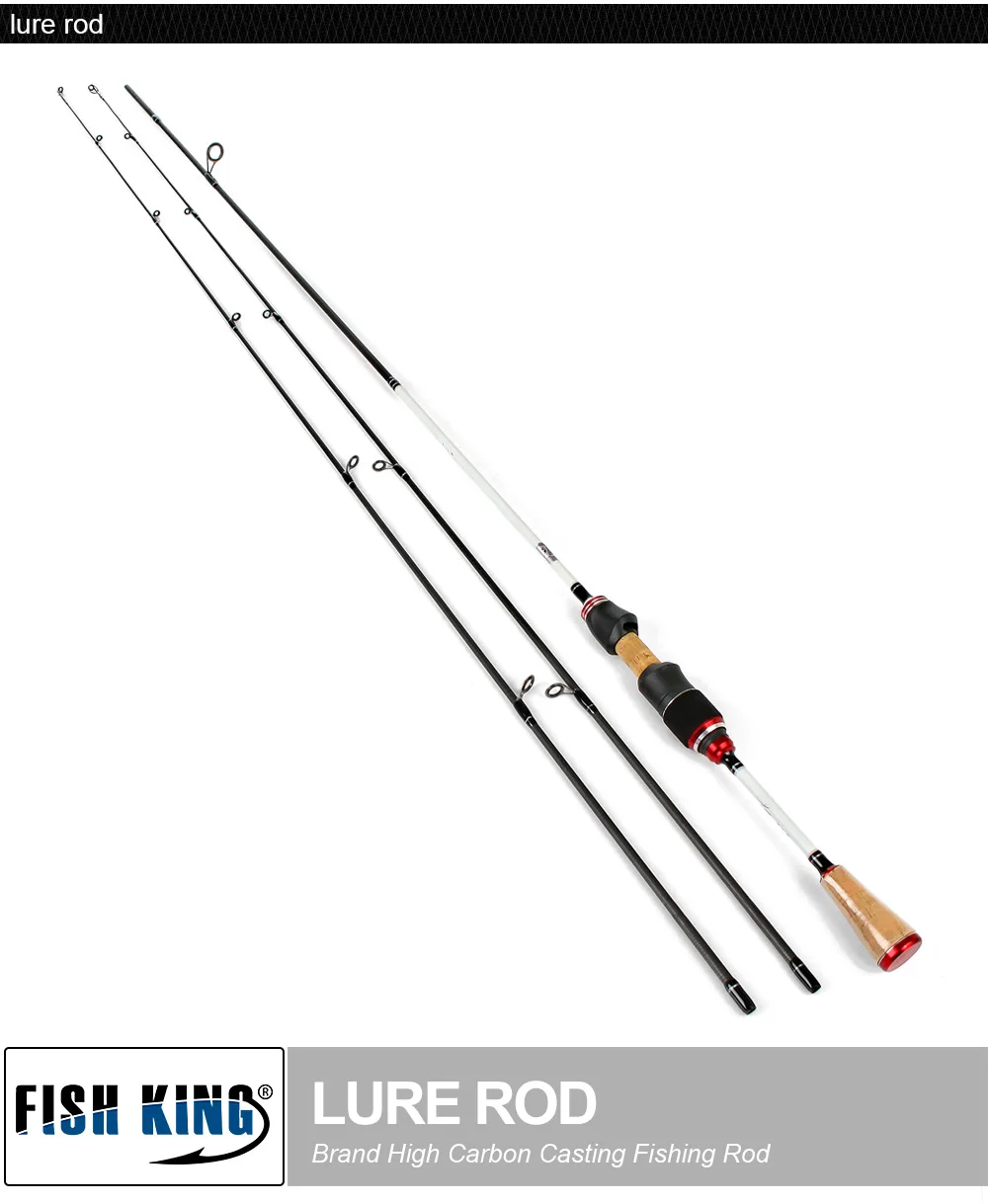 FISH KING 2 Tip UL с. Вт 0,8-5 г карбоновая удочка Спиннинг ультра светильник 2-5LB UL мощный туристический ультра светильник для рыбалки удочка для приманки