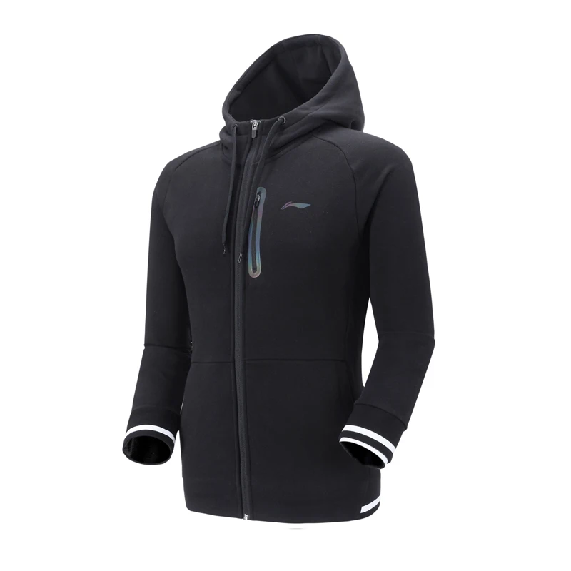 Li-Ning Мужская серия бадминтон толстовка с капюшоном на молнии флисовая 65% хлопок 35%