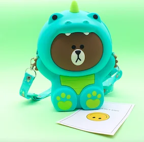 Креативная Милая силиконовая сумка-карандаш Kawaii канцелярские принадлежности мультяшный детский чехол-карандаш коричневый медведь Салли-утка манго школьный стационарный - Цвет: 001