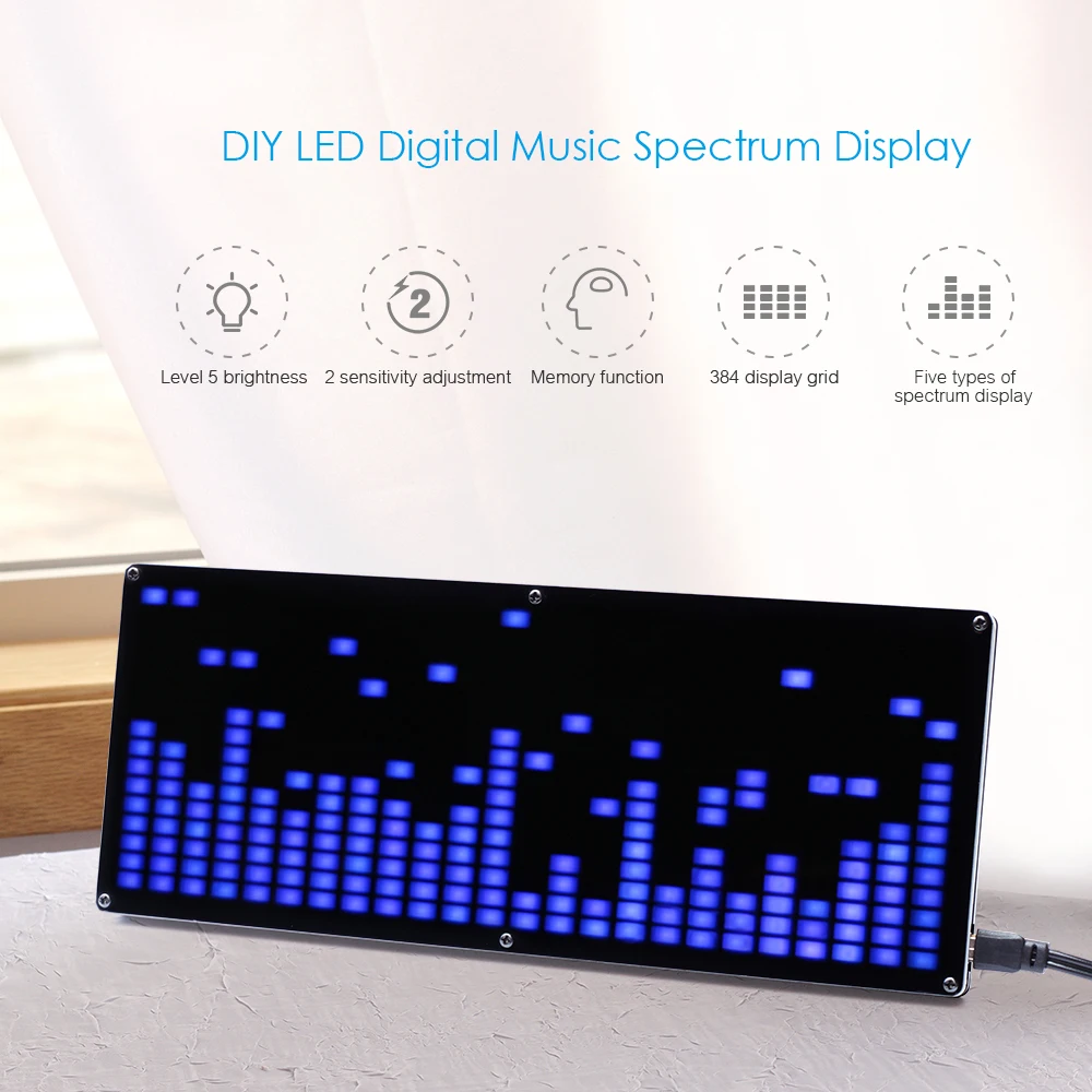 Цифровой DIY светодиодный дисплей музыкального спектра комплект SCM светодиодный модуль 2 в 1 USB и аудио кабель изменение с музыкальным ритмом