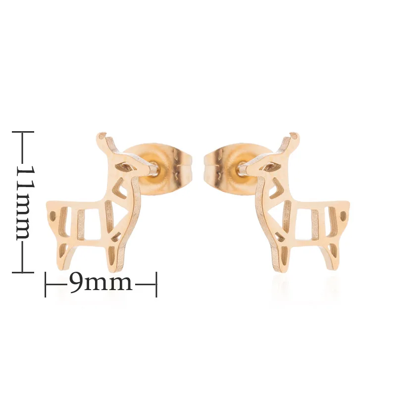 

FENGLI 2019 Cute Tiny Sheep Earrings Simple Trendy Ear Studs for Women Lovely Hollow Animal Stainless Steel Earring Party Gift