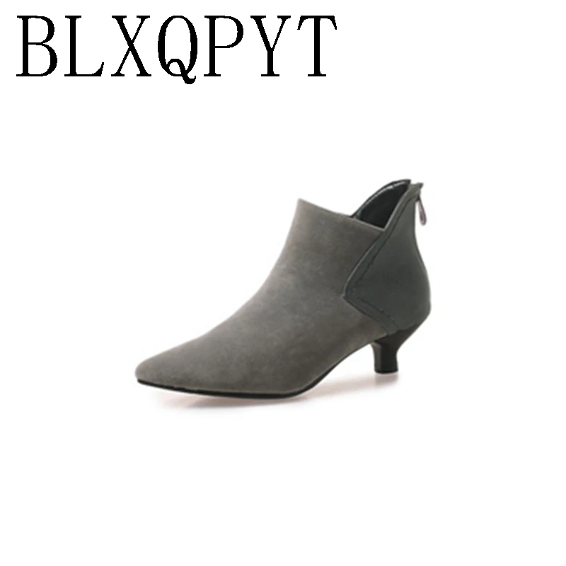 BLXQPYT/Новинка Модные женские ботильоны на низком каблуке сезон осень-зима Ботинки