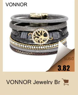 Vonnor Jewelry Витые браслеты для Для женщин женские кожаные Браслеты с красочными Бусины и бисер магнит застежка Браслеты