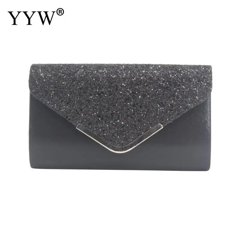 Блестящая женская сумочка, кошелек, вечерняя сумочка, клатч, элегантные сумки, модная женская сумка-конверт с блестками, блестящий клатч - Цвет: black