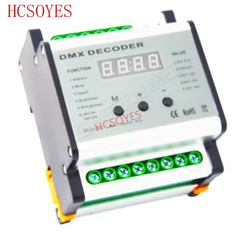 

DMX701 DC12V - 24V DMX Rail 4CH Decoder DMX512 4 channels LED Controller Dimmer Output 5A/CH MAX 480W Output Power