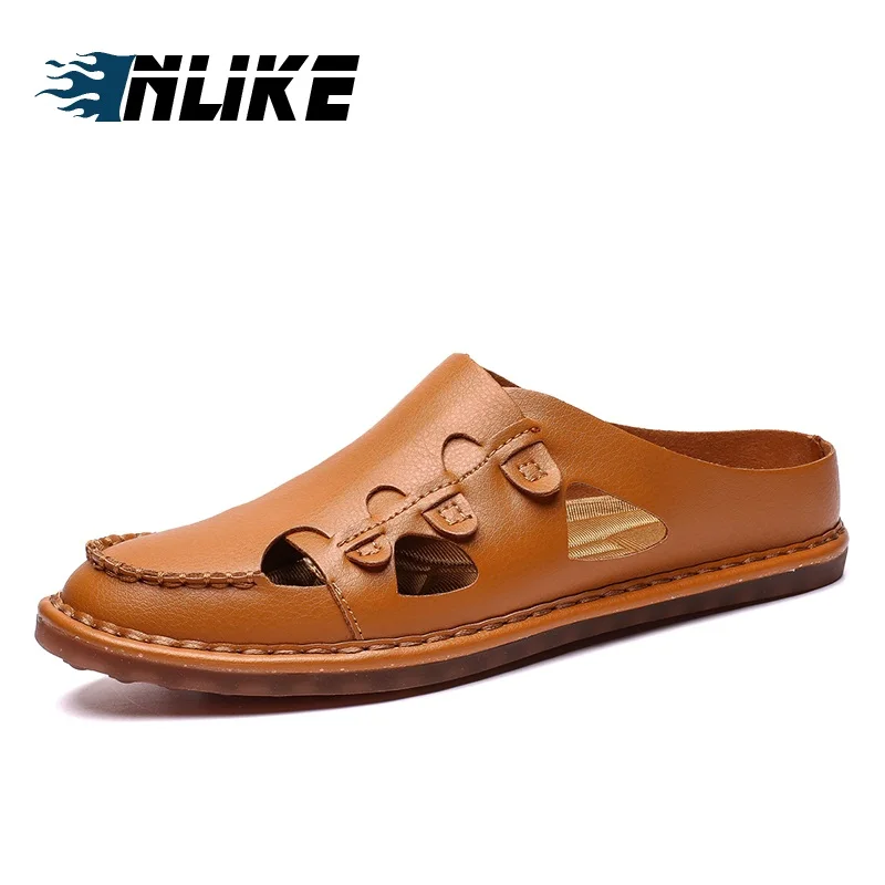 

Men Fashion Leather Sandals Plus Size Casual Slip-on Summer Shoes