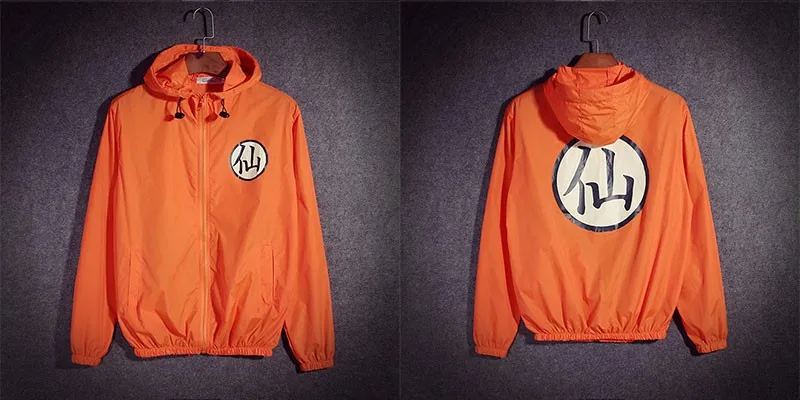 TANG унисекс косплей мужские летние куртки Jaqueta Masculina аниме Dragon Ball тонкая Солнцезащитная ветровка с капюшоном