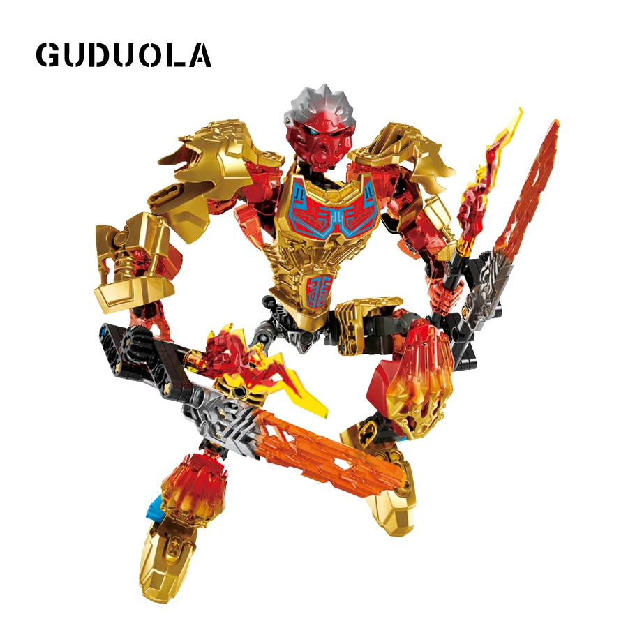 

Guduola BIONICLE 132pcs Light of Tahu Fire figures 611-1 Building Block toys Compatible BIONICLE best gift for boy