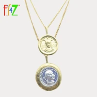 f j4z hot sale delicate cippus coins pendant necklace 2 layered women necklace ladies jewelry gift