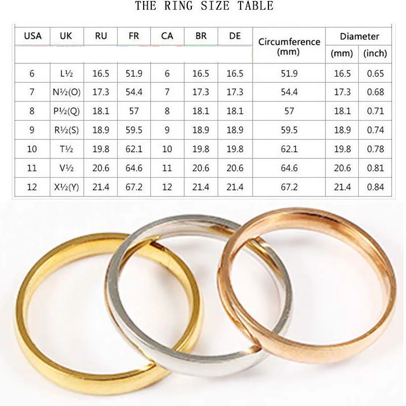 Couple Rings Titanium Steel Rose Gold Anti-allergy Smooth Simple For Women Men Valentine's Day Jewelry Gift Hot Sale Size 6-12 |