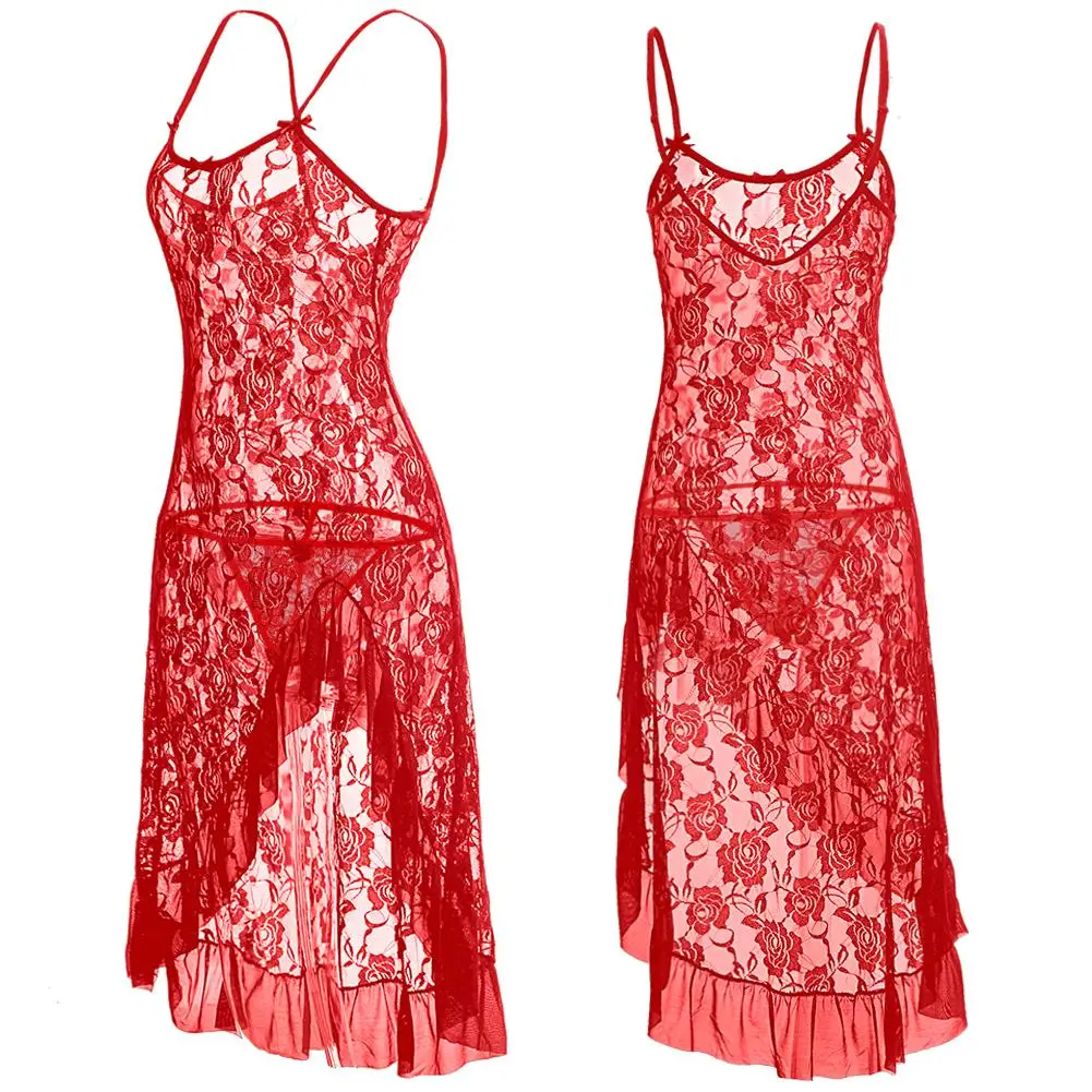 

Women's Sexy Ruffles Spaghetti Strap Slim Fit Lace Sleepwear Nightwear Dress hot