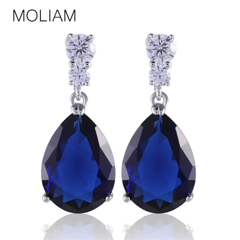 Женские серьги-капельки MOLIAM Серебристые серьги с фианитом ААА MLE036 | Украшения и