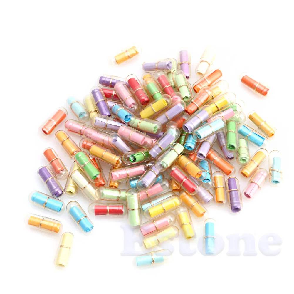 

100pcs Message in a Bottle Message Capsule Letter Cute Love Pill Full Clear