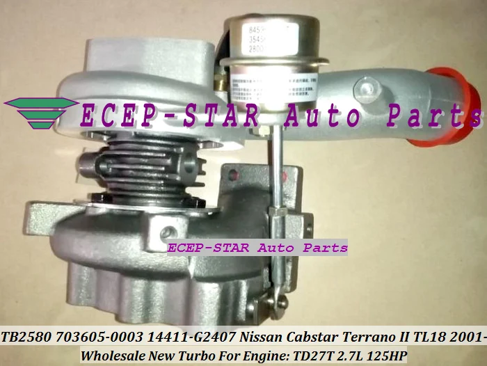 Турбокомпрессор TB2580 703605 0002 5003S 14411 g2402 g2405 для Nissan Cabstar Terrano II TL18 2001 TD27T TD27TD 2.7L|turbo