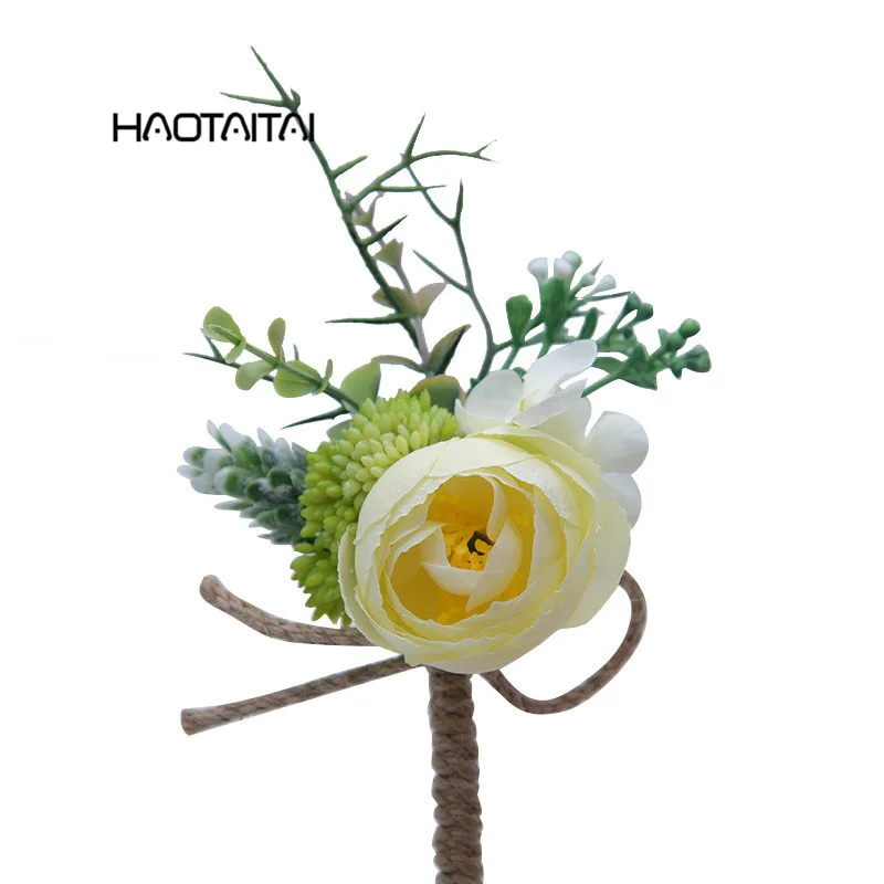 Бутоньерки Красный Новая Мода Best Man Цветы корсаж для жениха дружка Свадебный