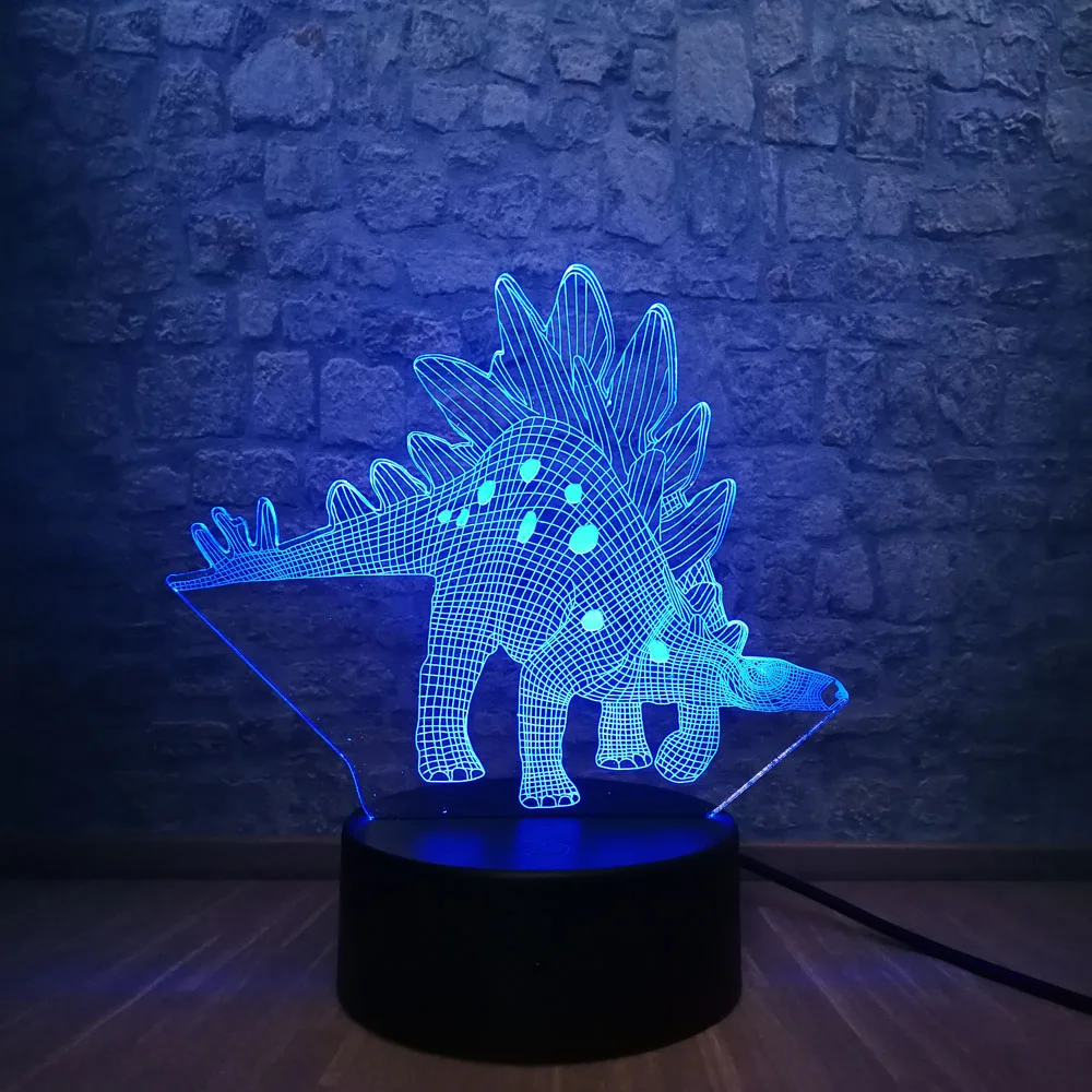 3D светодиодный светильник новый Парк Юрского периода динозавр стегозаврия 7