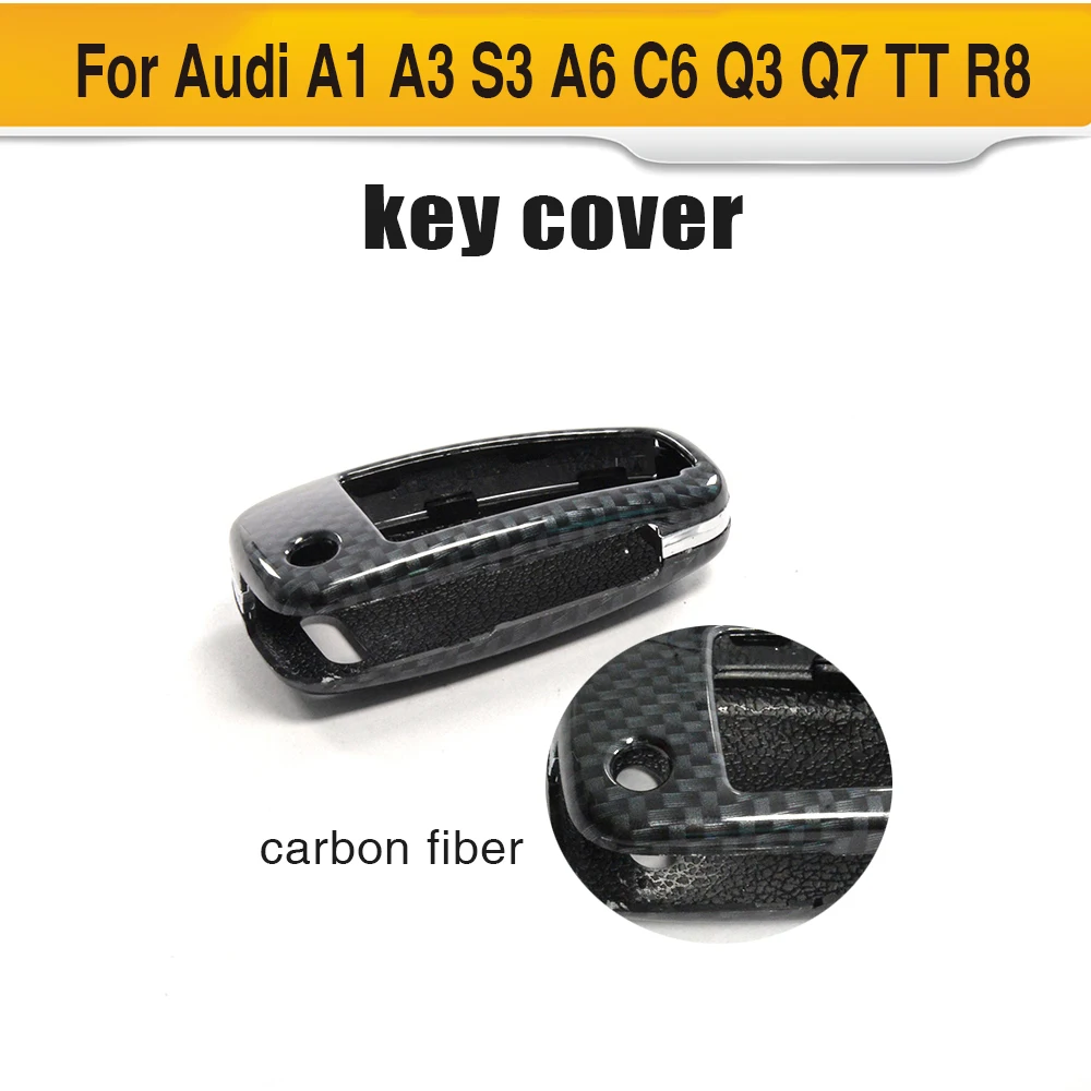 Carbon Fiber car key cover body kit bag case shell For Audi A1 A3 S3 A6 C6 Q3 Q7 TT R8 key cover car accessories
