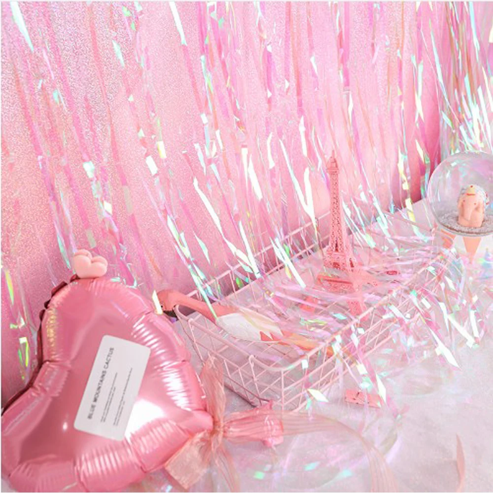 2 м/3 м радужные металлическая бахрома из фольги занавес Радуга мишура Shimmer