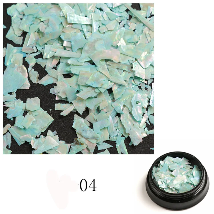 3D приправа для ногтей жемчужный Свет SeaShell ломтики розовый синий крошка из