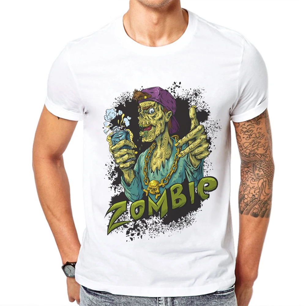 

Zombie Design T-Shirt For Men Short-Sleeved Breathable 100% Cotton White Trend Funny Men's Clothes Mens Tee Shirt Size XS-3XL
