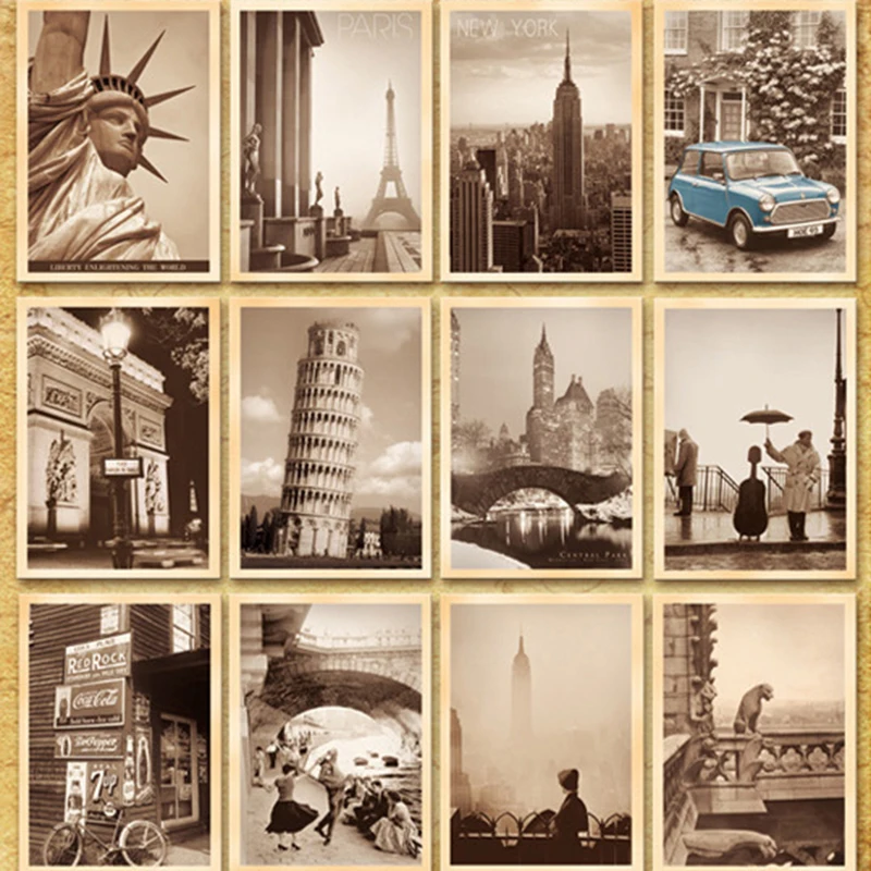 32 шт./лот классические старые фотографии стильные открытки постер с мультяшной